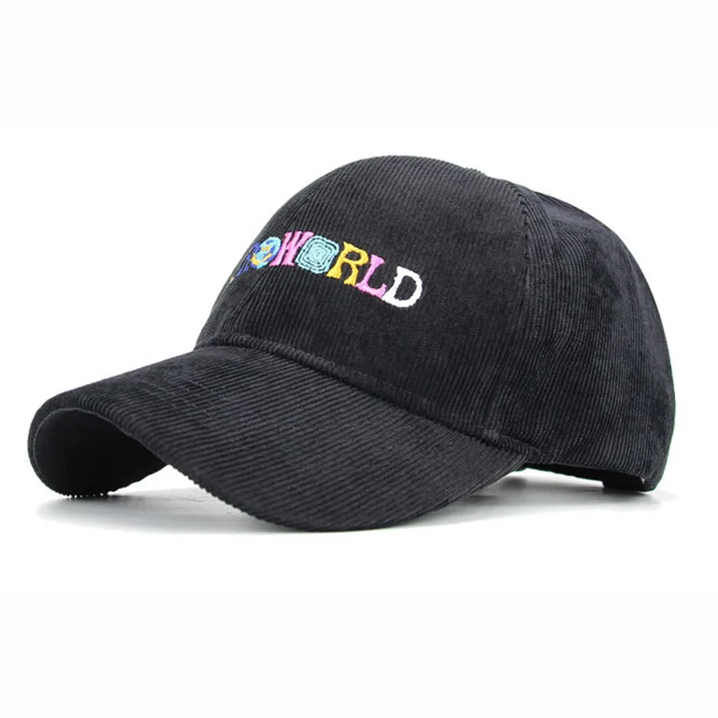 Wiosna jesień sztruks czapki baseballowe mężczyźni kobiety Vintage ASTROWORLD litera haftowana czapka Unisex regulowana bejsbolówka czapki hip-hopowe