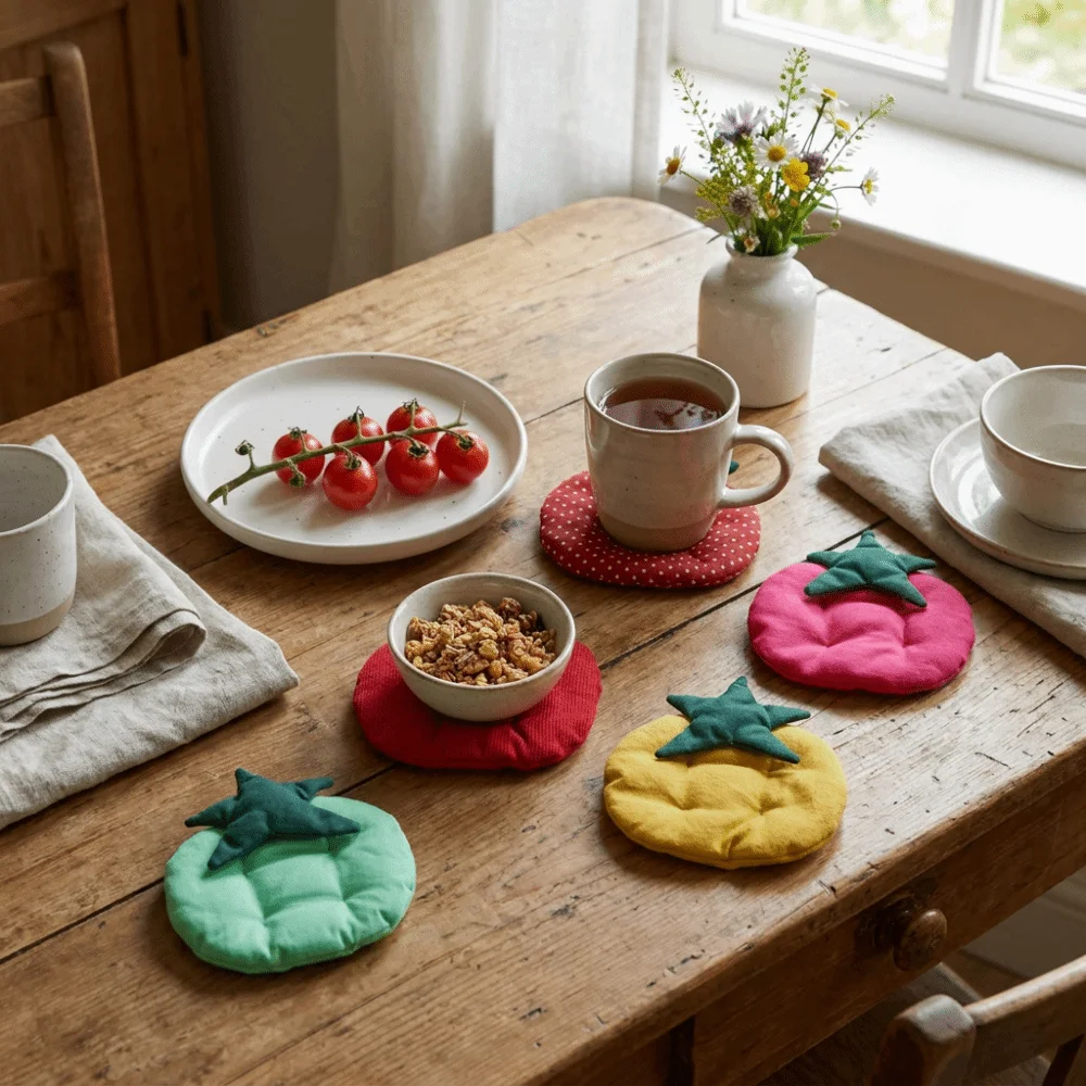 Picture 5: Jewelry Pad Thick Tomato Shaped Coaster Non-Slip Kawaii Fabric Coaster Decorative Anti-Scalding Insulation Pad Kitchen