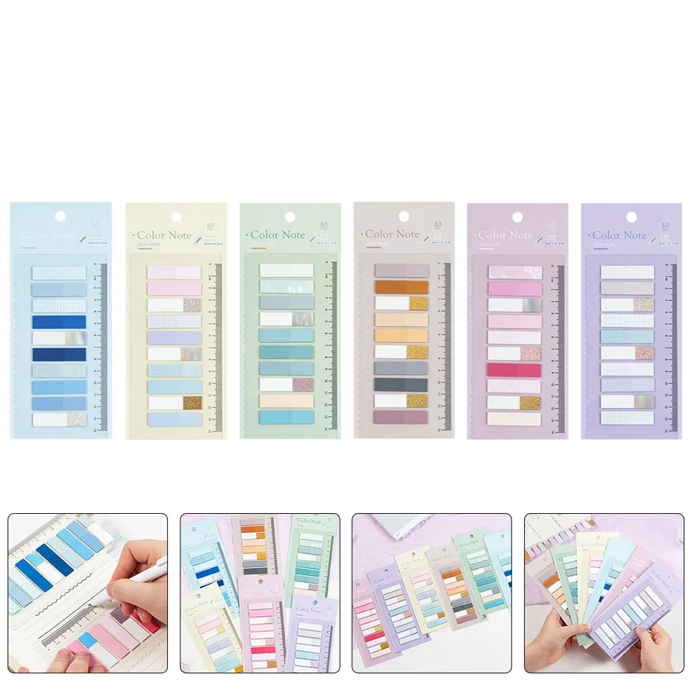 

6 set 6 Sets Index Stickers Paper Page Tabs For Books Notepads Office School Use Memo Pad Page Marker Stickers