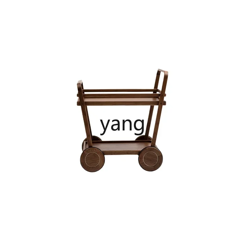 

LH solid wood hutong cart coffee table movable food preparation car storage rack with wheels storage car