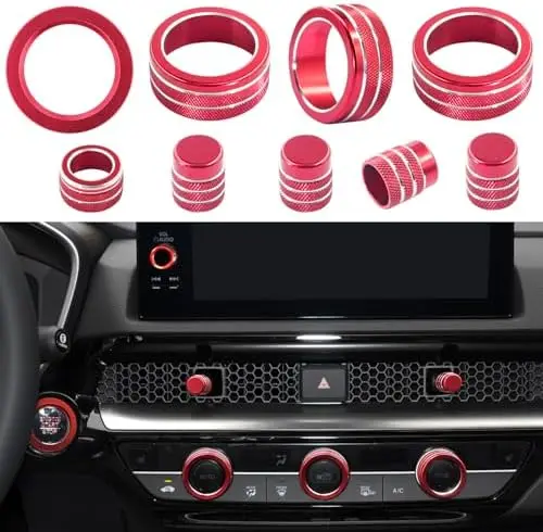 

9pcs Red AC Vent Knob Covers for Civic & CR-V 2022-2026