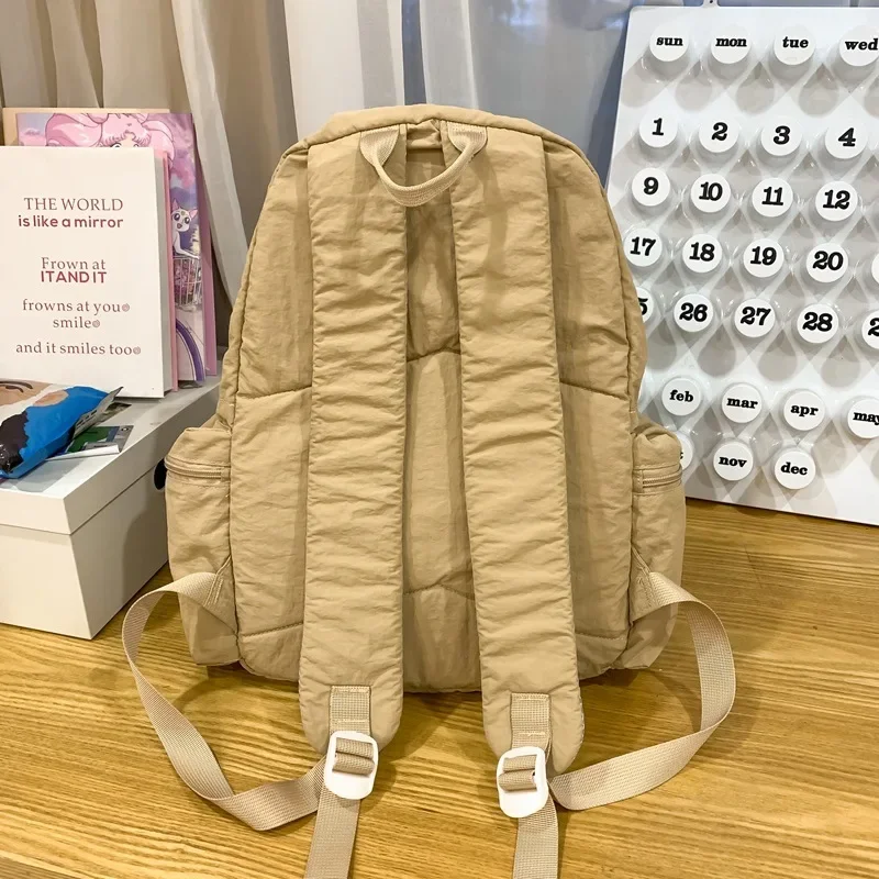 New Student Backpack Women\'s Japanese Style Lightweight and Fashionable Backpack Solid Color Simple Bow Casual Travel Backpack