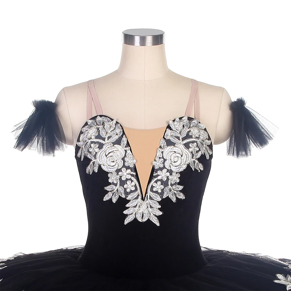 Bll110 corpete de veludo preto pré-profissional balé tutu meninas e mulheres competição ou desempenho trajes de dança panqueca tutu