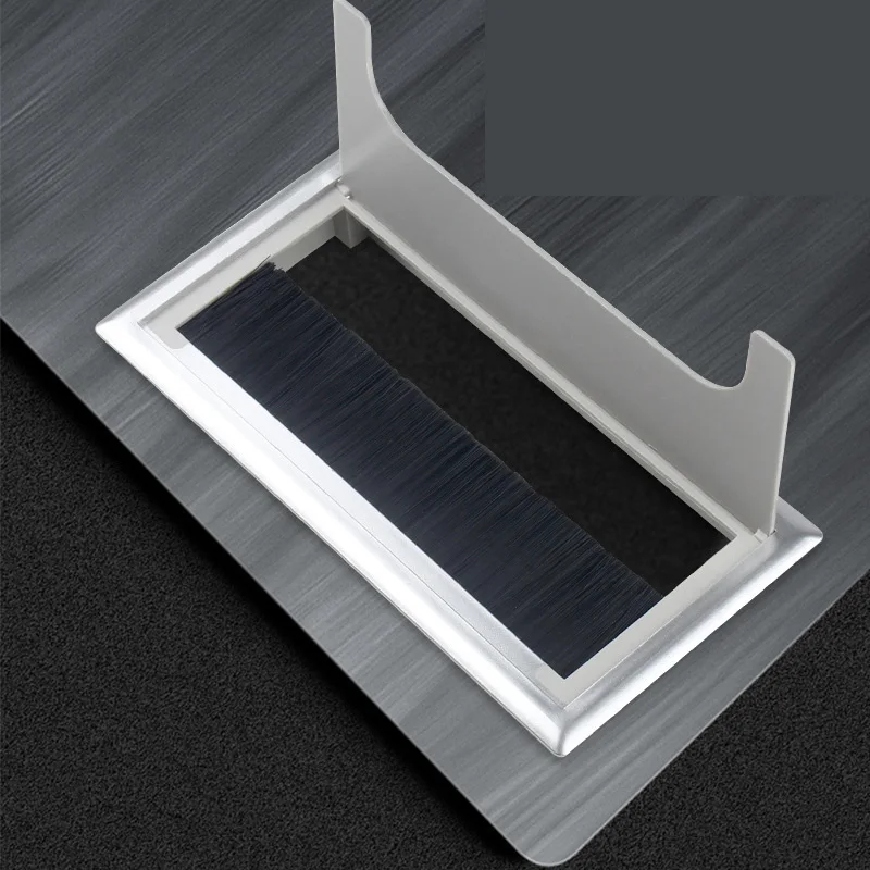 

Square Brushed Wire Box Cover Aluminum ABS Plastic Computer Office Desk Conference Table Top Cable Management Hole Cover