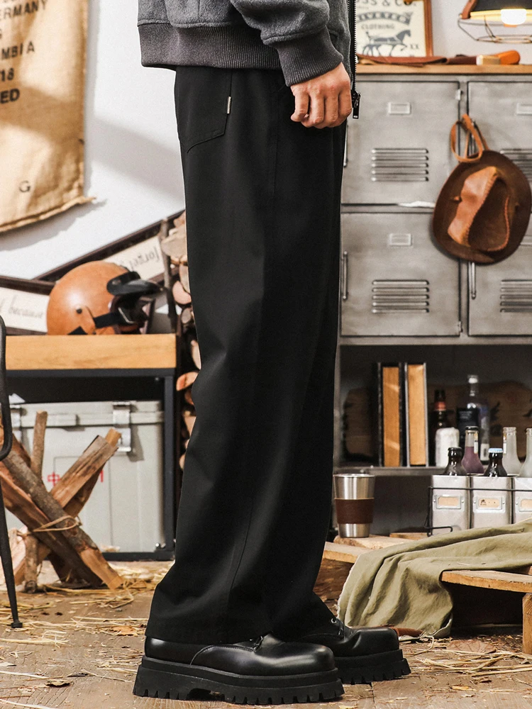 

Мужские повседневные брюки на подкладке в американском стиле ретро, зимние свободные широкие брюки против морщин, прочные прямые джинсы