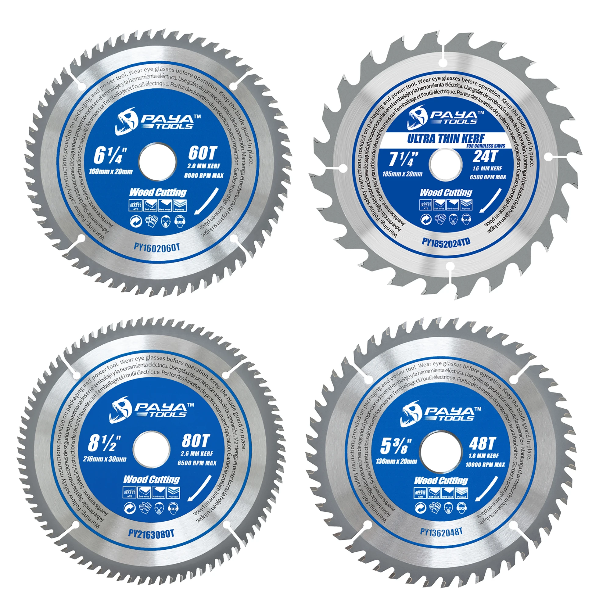 

PAYA Various Sizes Wood Cutting Circular Saw Blades TCT ATB Framing Blade for Wood Cutting TÜV Rheinland Tested and Certified