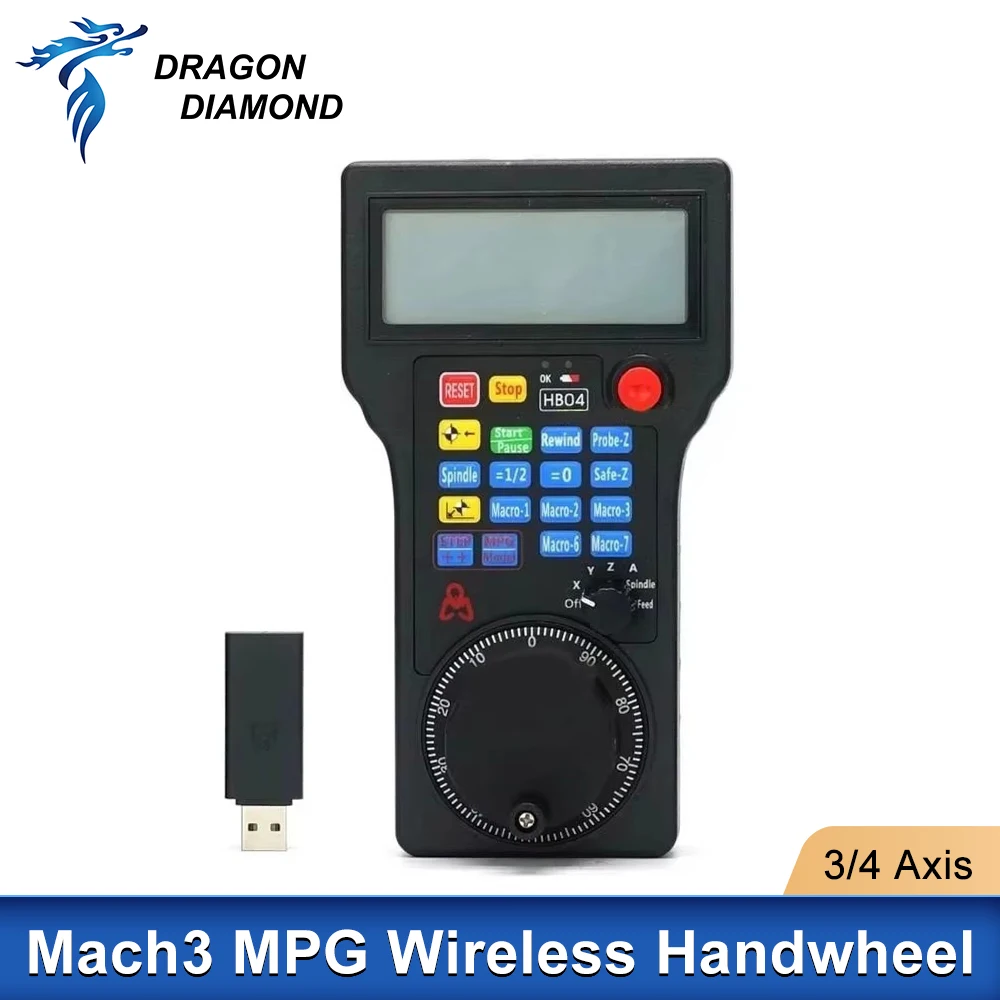 

Ncstudio HB04 Mach3 4 Axis MPG Wireless Handwheel Pendulum Pulse 50PPR Optical Encoder Generator handle Controller CNC Router