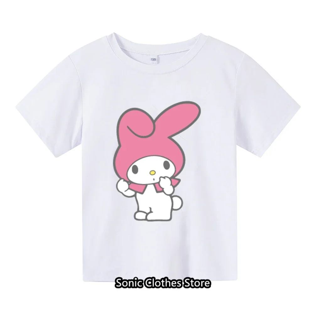 2024 Summer MINISO Cinnamon T-shirt for Children's Clothing, Girls and Boys Casual Short Sleeved Sanrio Cartoon T-shirt