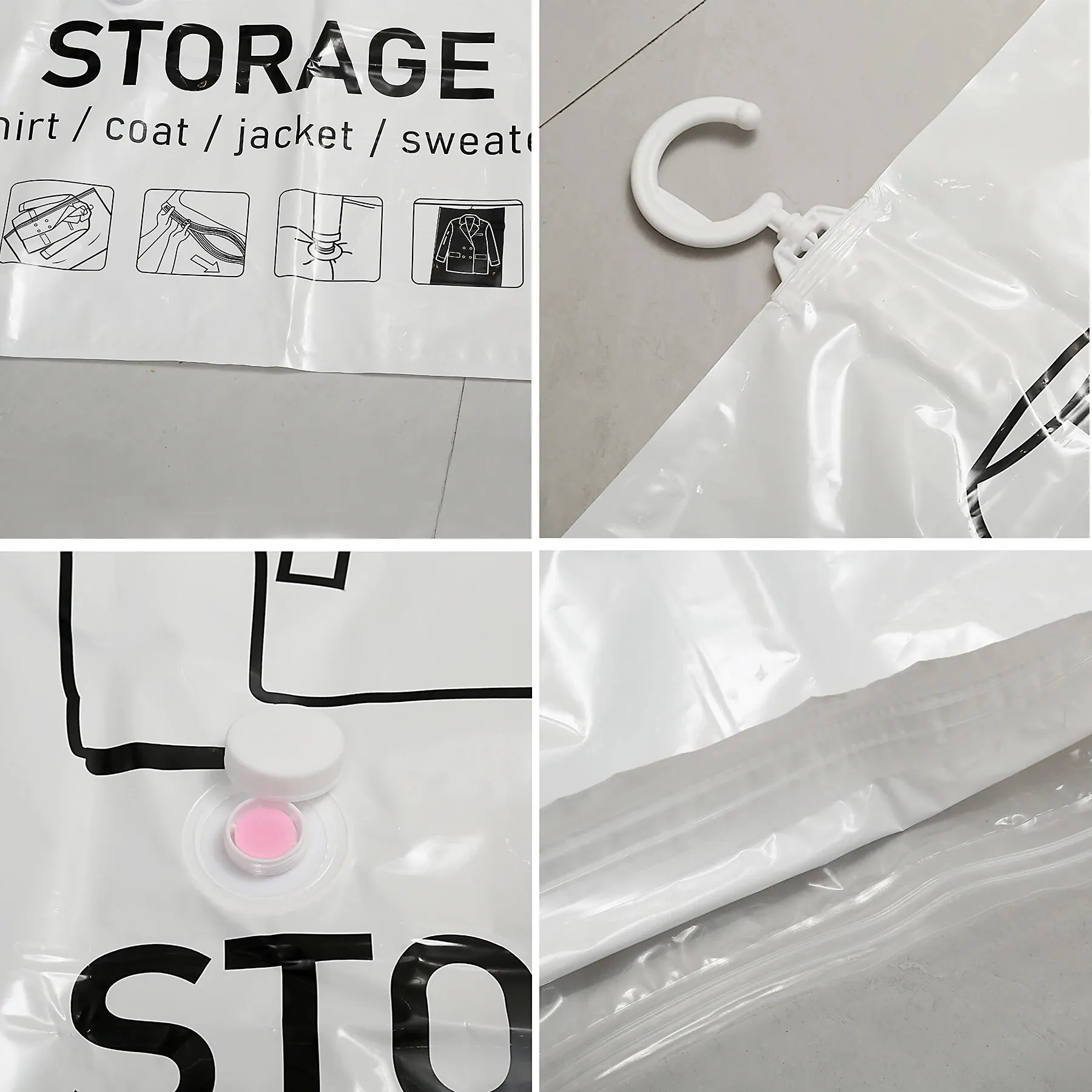 Hanging Vacuum Storage Space Saver Bags for Clothes for Suits, Dress, Jacket