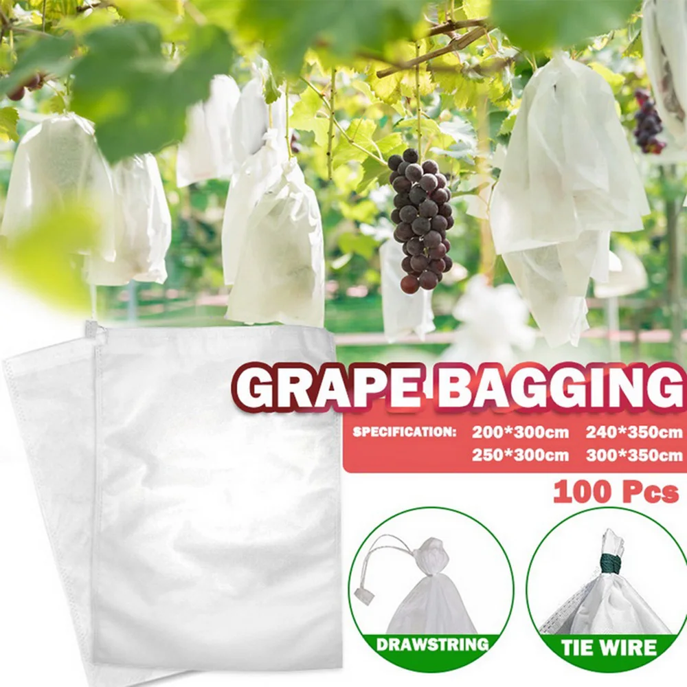 100Pcs Grapes Fruit Grow Bags Netting Mesh For Strawberry Vegetable Plant Protection Gift Organza Bags Anti-Bird Garden Tools