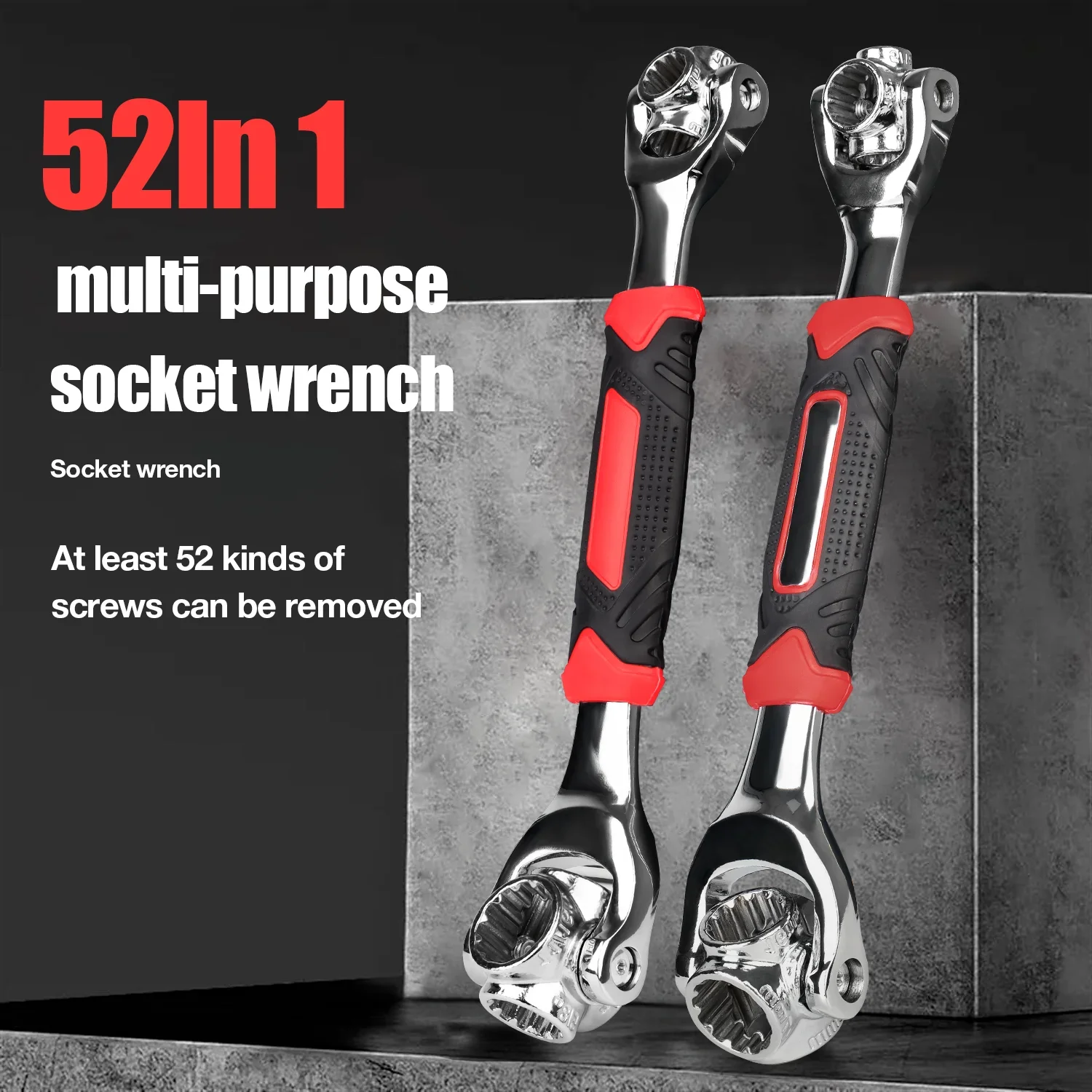 52 In 1 Universal Wrench Socket 360-degree Rotating Multi-function Wrench Hand Tools For Car Repair Adjustable Grip Multitool