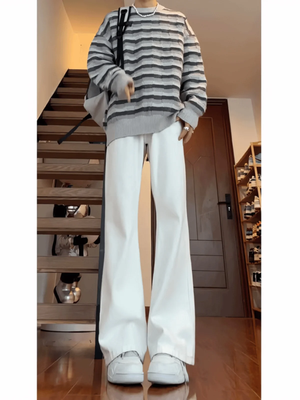 

Winter Men's Fce Lined Bootcut Jeans Straight Leg Micro Flared Pants Long Wearing Comfortable Thiened Jeans Casual Sle