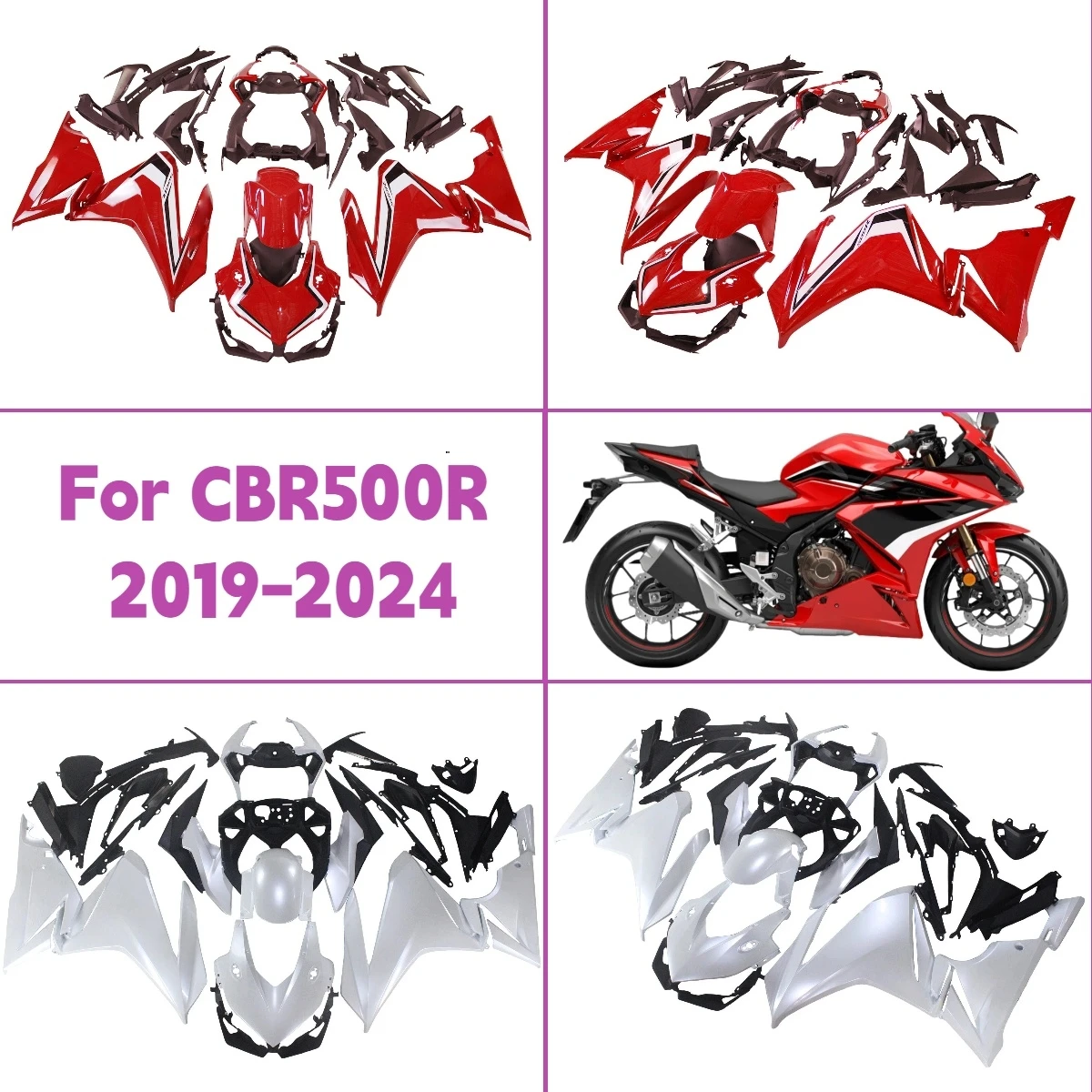 

For 2019-2024 Honda CBR 500R Injection Molded Fairings Kit Customizable 19-24 CBR500R Replacement Fairing Set