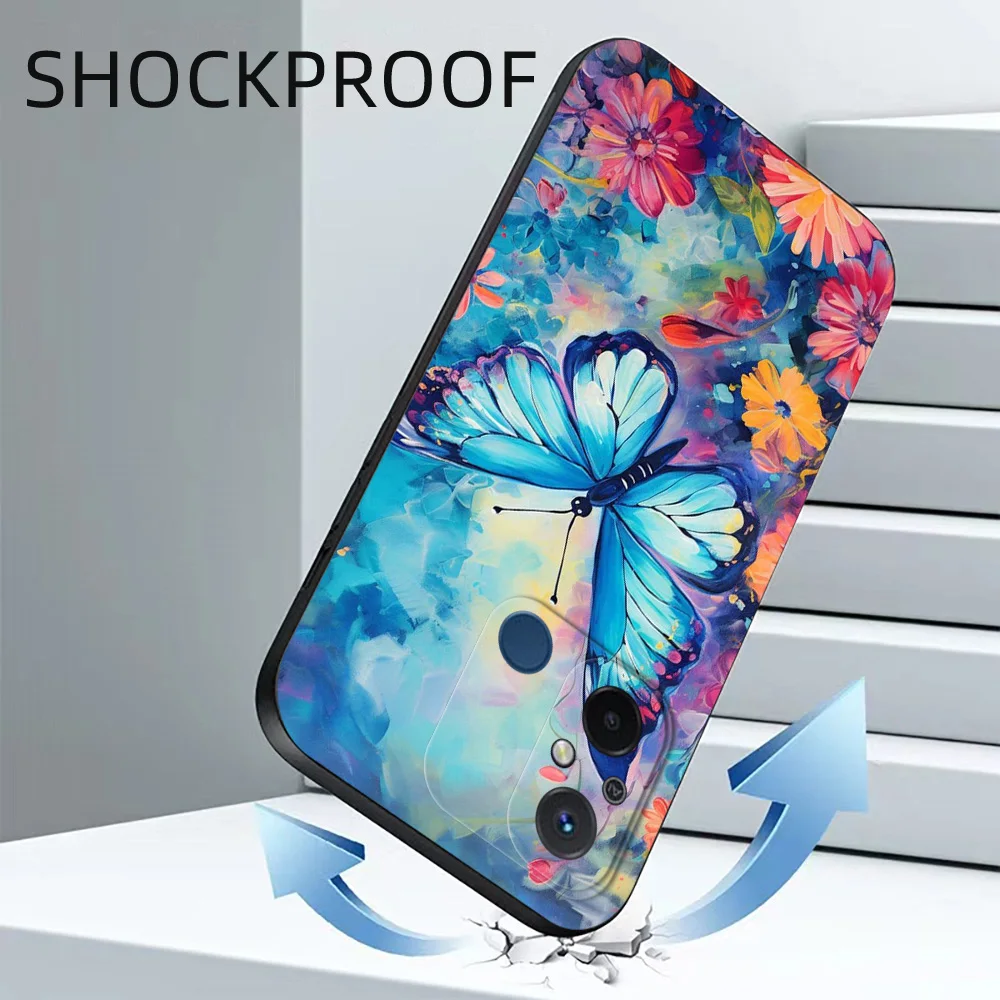 Черный чехол из ТПУ для Xiaomi 14 13 13T pro lite Redmi 13C 12R note POCO X6 PRO M6, чехол для телефона Butterfly Art