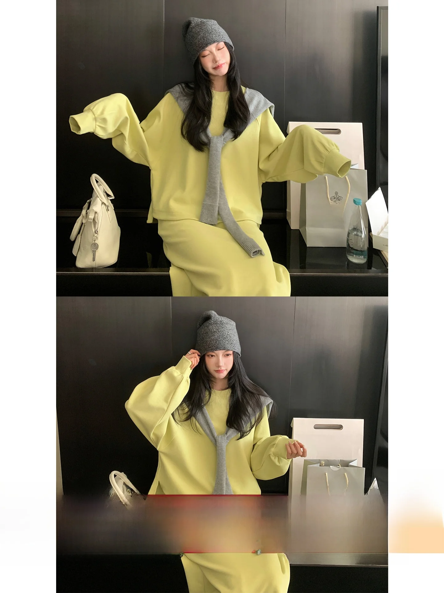 

Уютный комплект Cozyfit: худи с длинными рукавами и прямые брюки, женский повседневный костюм свободного кроя из смесового хлопка, состоящий из двух предметов