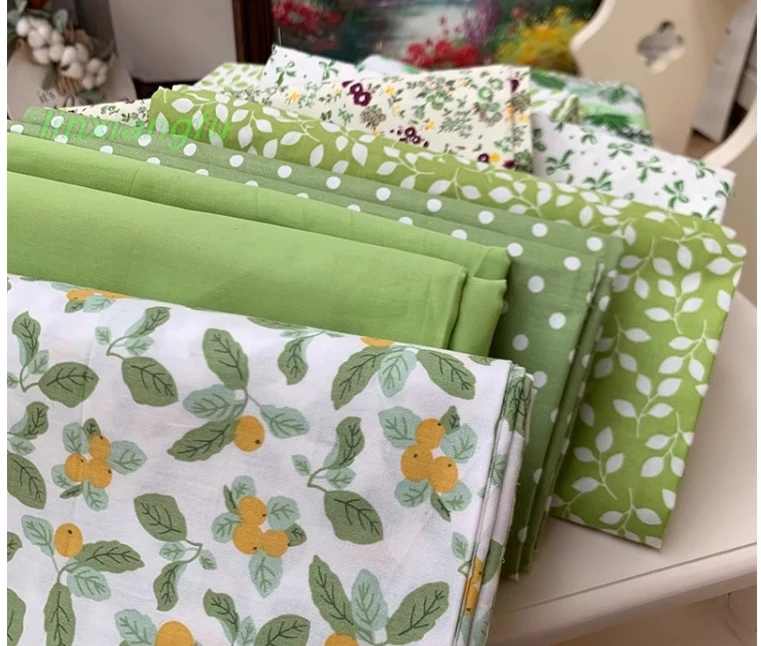 Pure cotton fabric, single quilt cover, green garden small fresh floral twill plaid.