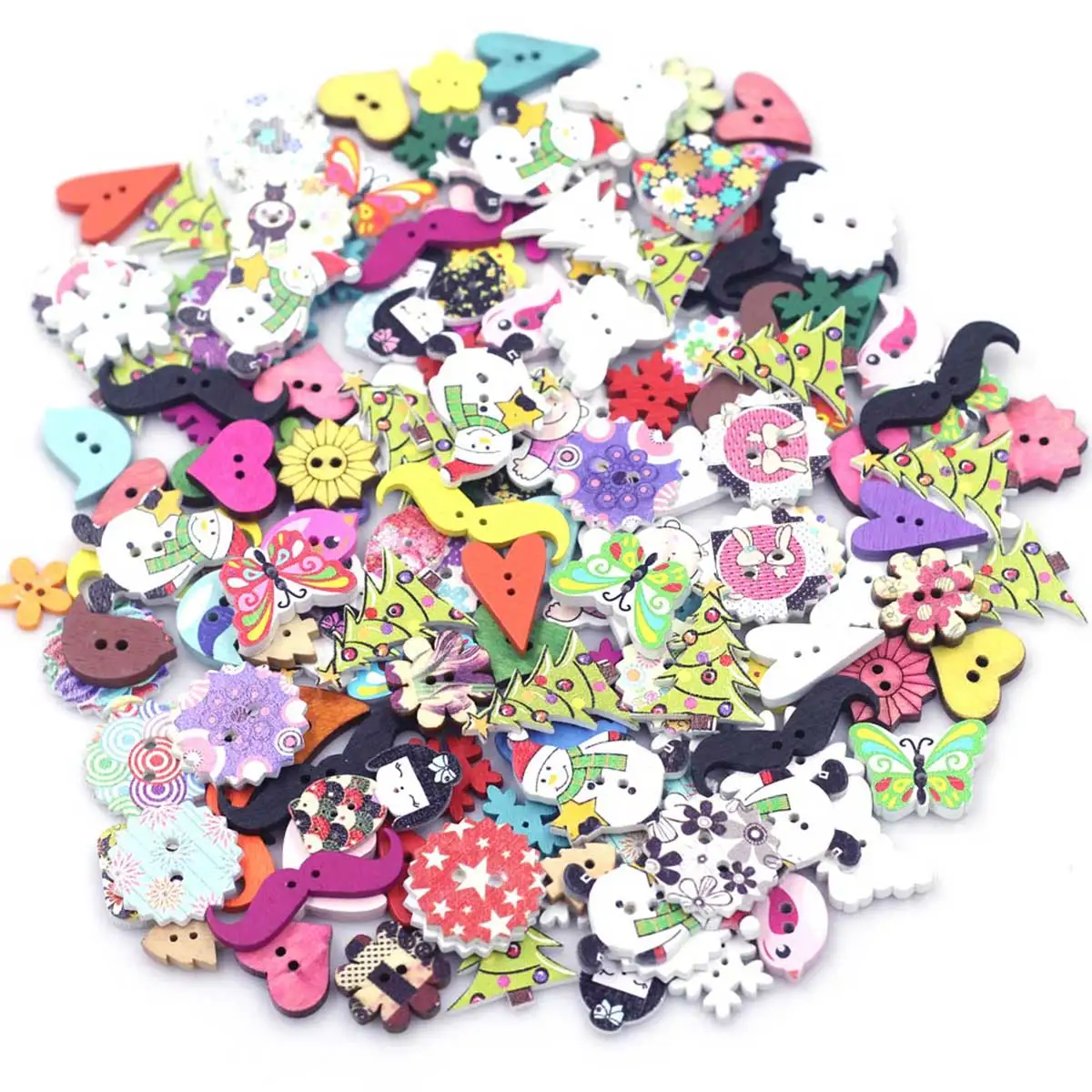 20PCS Mixed Random Wood Charm Buttons Connectors 11-35mm DIY Sewing Garment Accessories Handicraft Jewelry Decorative Supplies