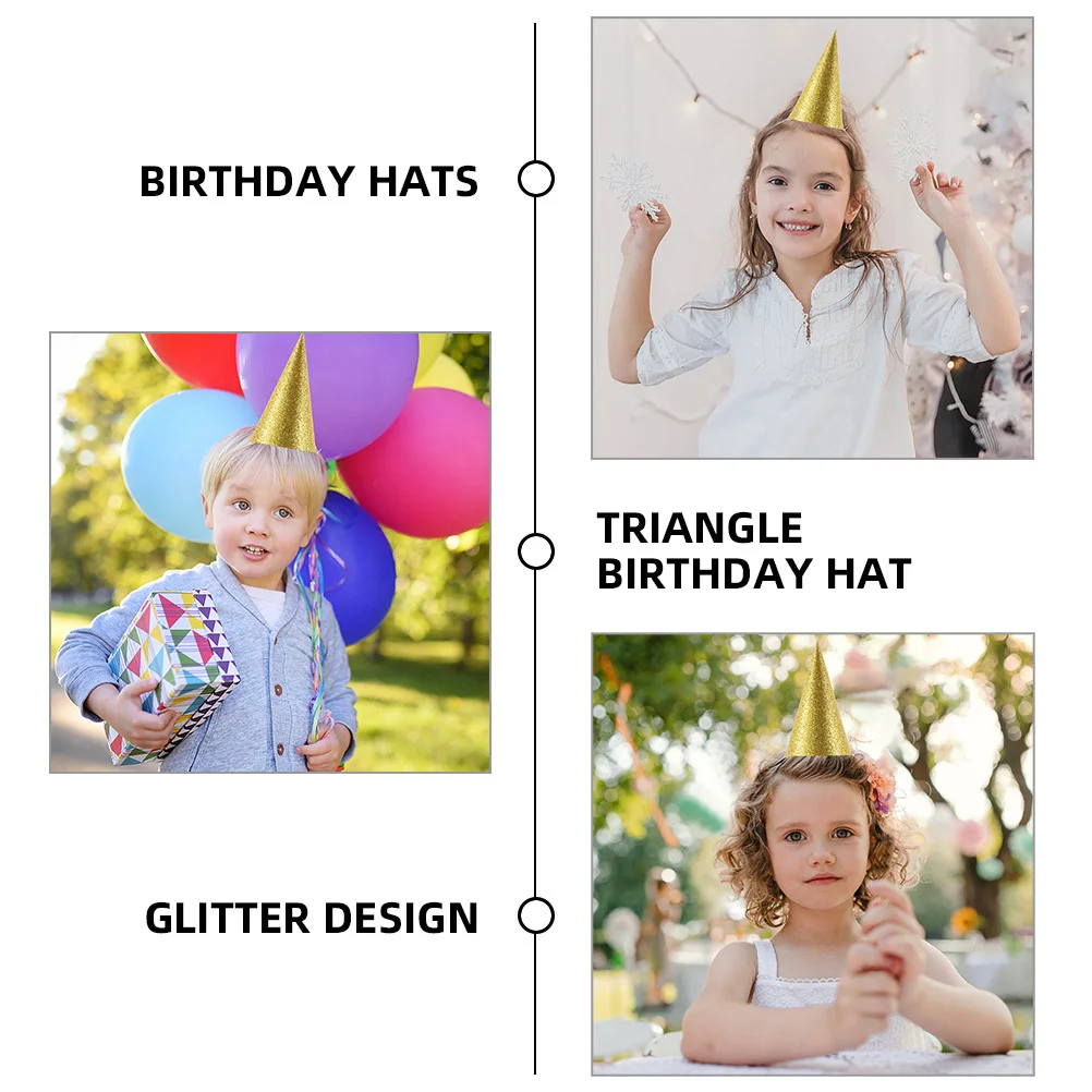 

24Pcs Glitter Birthday Hats Cone Party Caps Lightweight Comfortable for Birthday Celebration Party Supplies Decoration