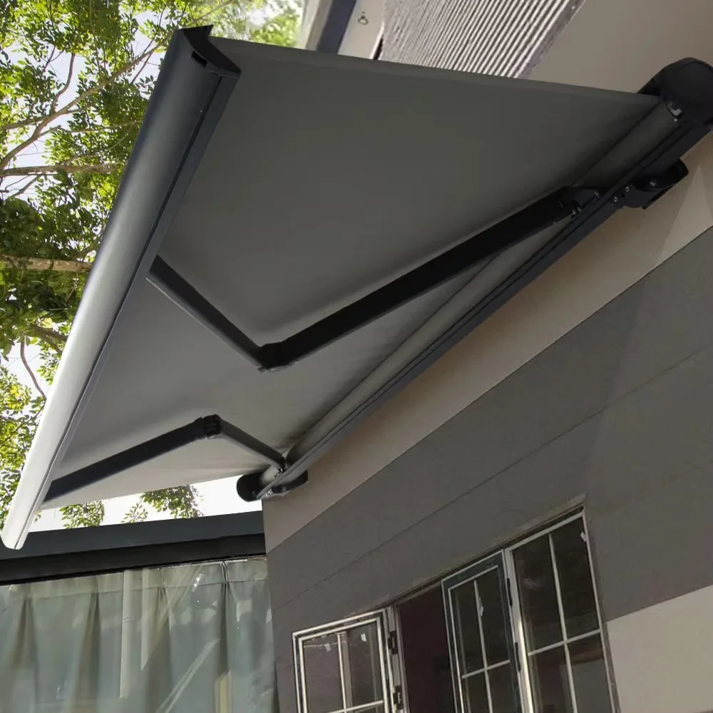 Adjustable Sunshade Rainproof Remote Motorized Full Cassette Retractable Awning for Garden Buildings