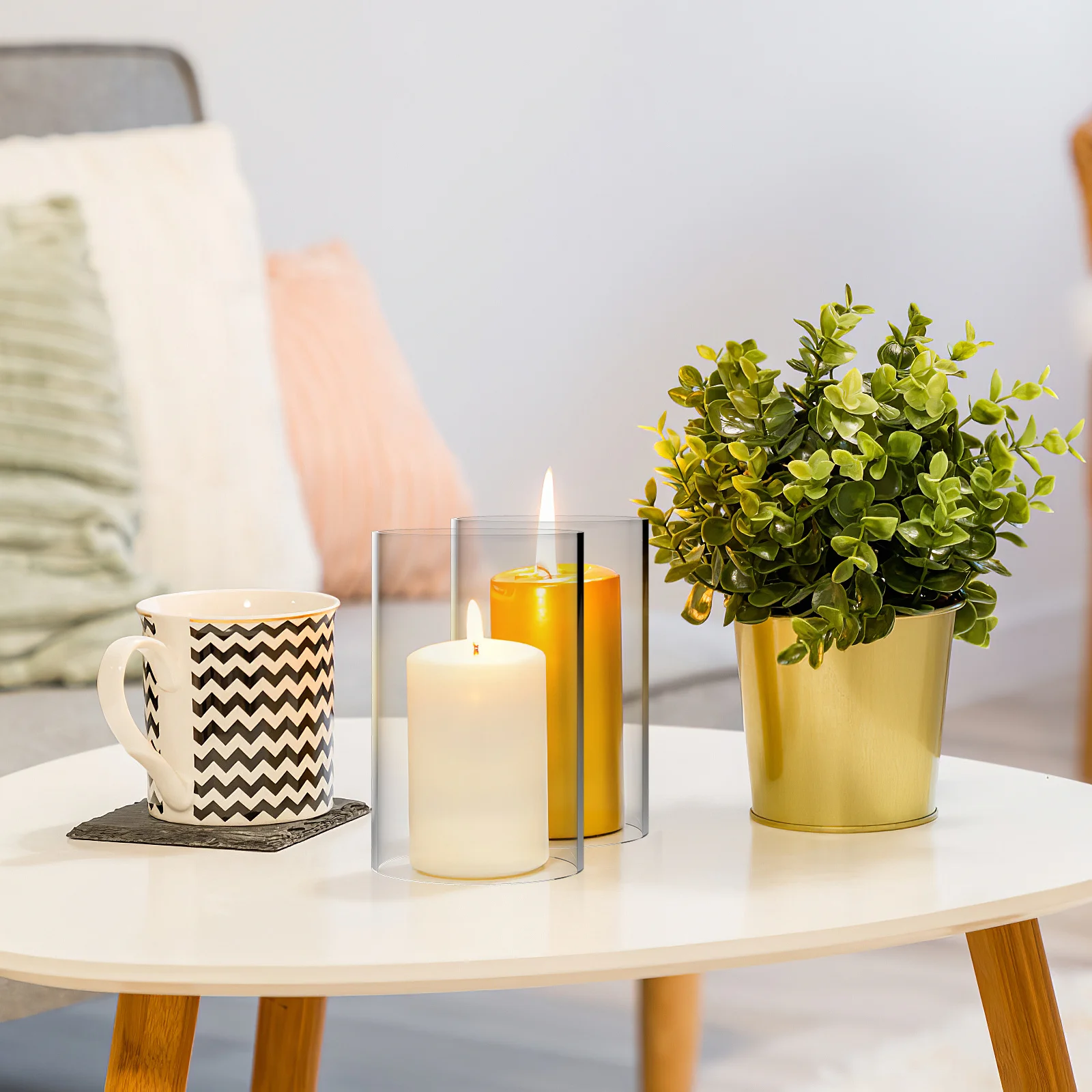 3Pcs Clear Glass Shades Windproof Open Ended Desktop Holders Romantic Decor Windproof Shades for