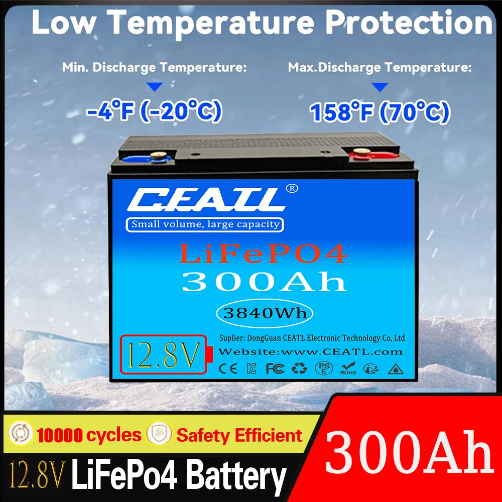 

12.8V LiFePO4 Lithium Battery 500Ah 6400Wh , Built-in 200A BMS, Rechargeable Battery, for RV/Camper, Solar, Marine, Overland/V