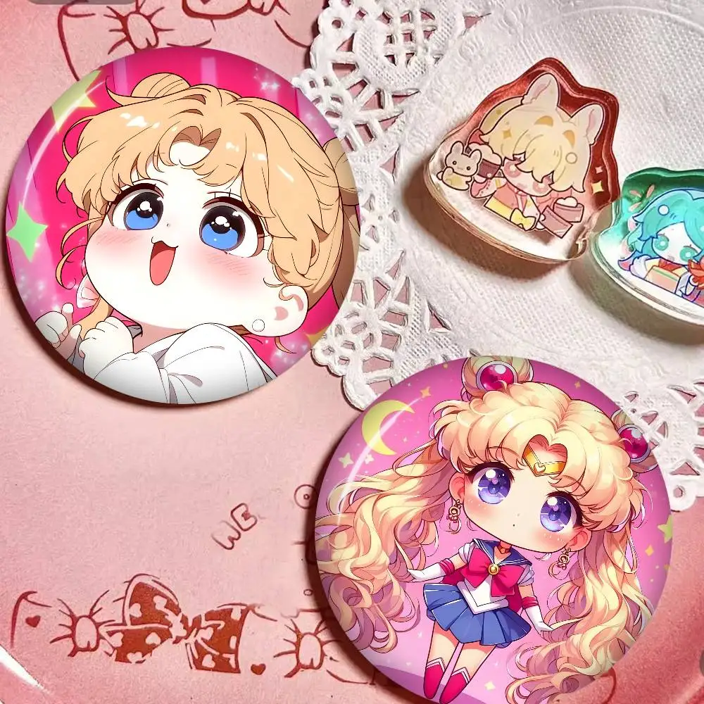 Supernatural Girl S-Sailor Moon  Button Pins Slogan Creative Brooches Backpack Clothes Decoration Fashion Cartoon Jewelry Gifts