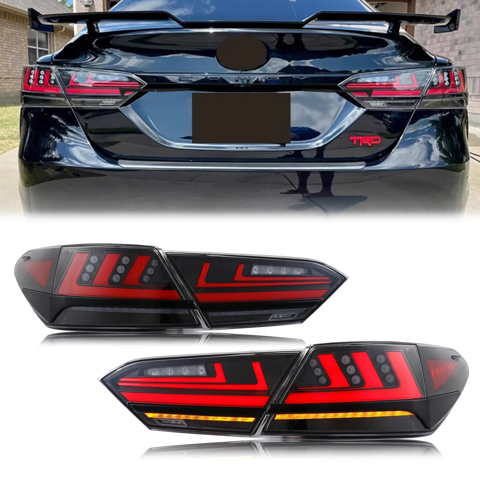 

LED Tail Lights Assembly for Toyota Camry 2018-2023 8th Gen Clear Sequential Turn Signal Trunk Rear Brake Lamps Assembly