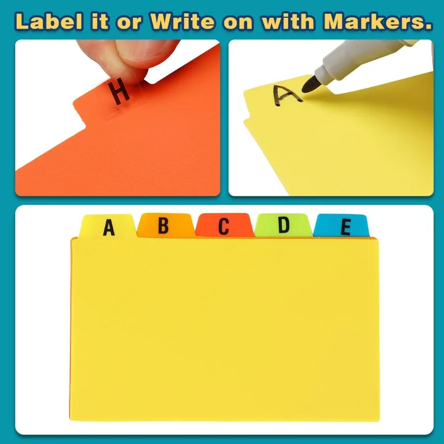 4x6 plastic indexkaartverdelers Zwaargewicht poly-indexkaartgeleiders AZ voor flashkaarten en receptenkaarten met alfabetische blanco