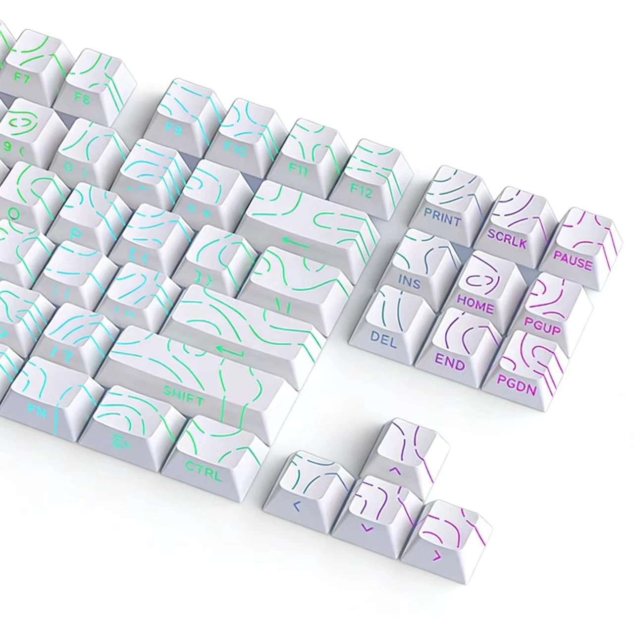 2026 Topographic Keycaps 4.0 Version Shine Through 97 Key PBT Cherry Profile Side Print Backlit for MX Gamer Mechanical Keyboard