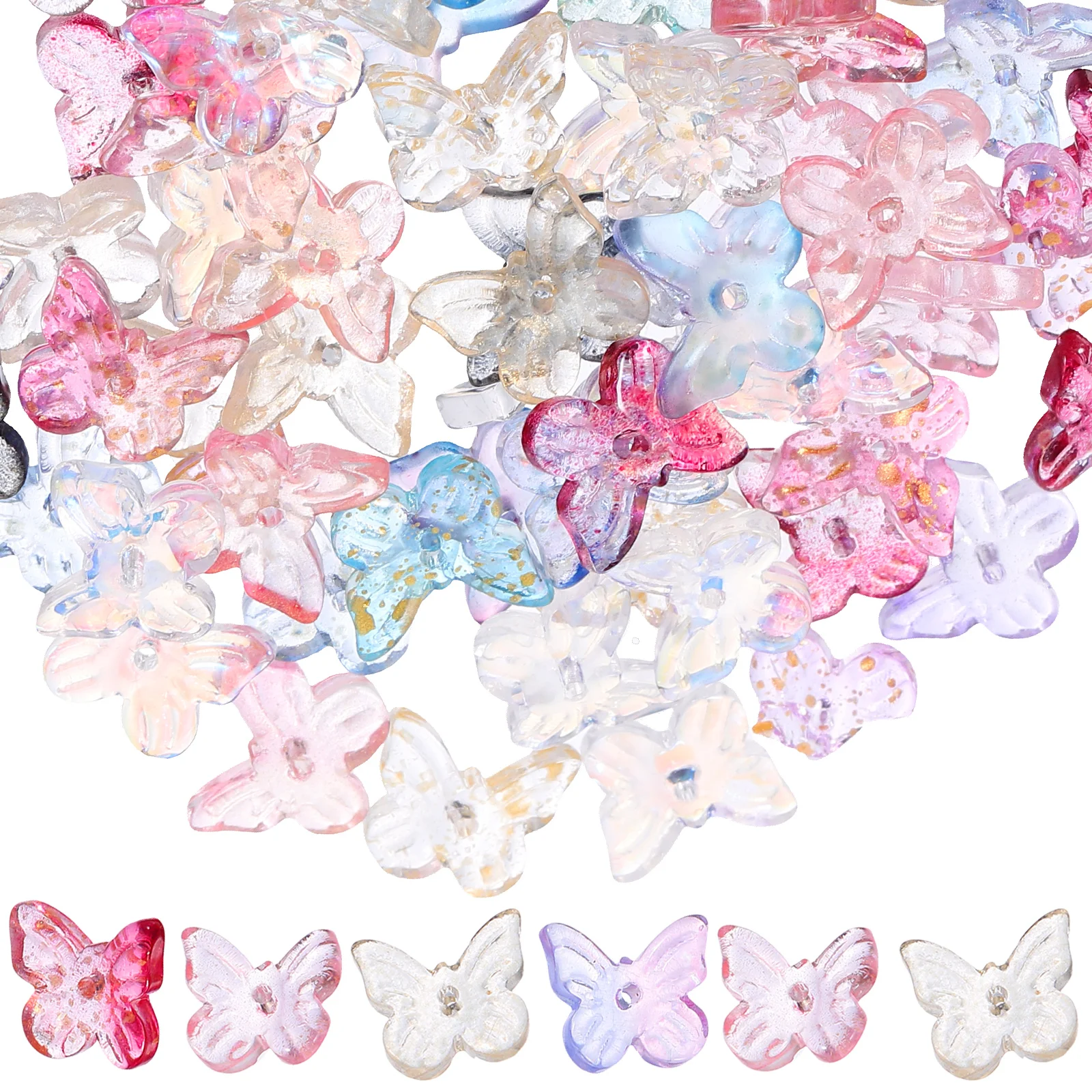 

100 Pcs Glass Diy Jewelry Making Charms Beads 10mm Mixed Color for DIY Jewelry Making Bracelet Necklace Accessories Crafts