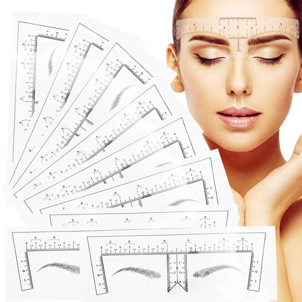 10/20/30pcs Disposable Tattoo Eyebrow Ruler Sticker with Brow Shape Eyebrow Ruler for Permanent Makeup Tools