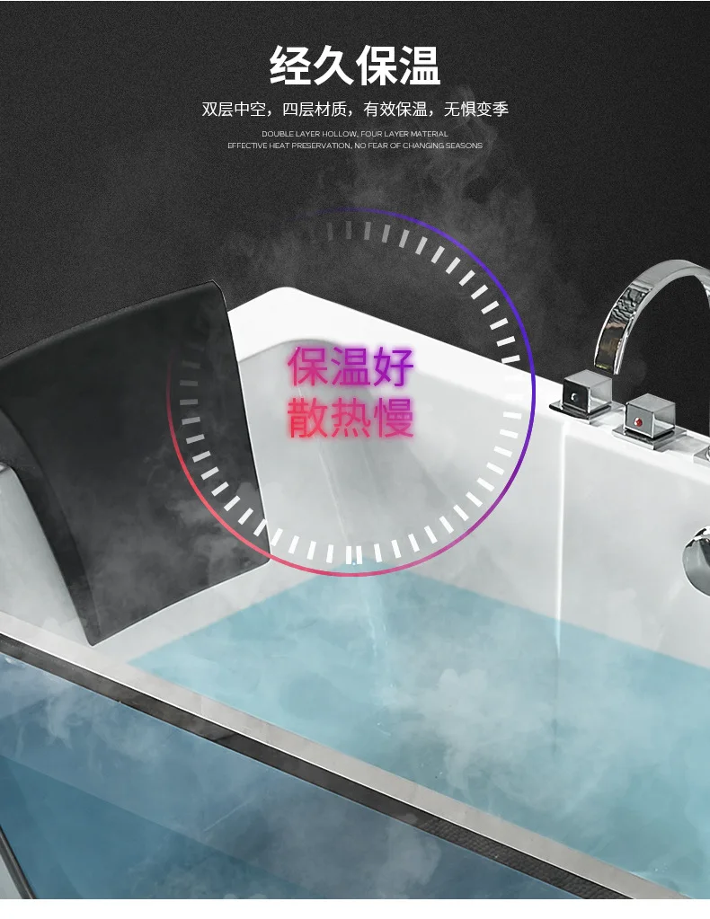 Hotel engineering 1.5.1.6.1.7 meters rectangular acrylic intelligent constant temperature surfing massage perspective window bat