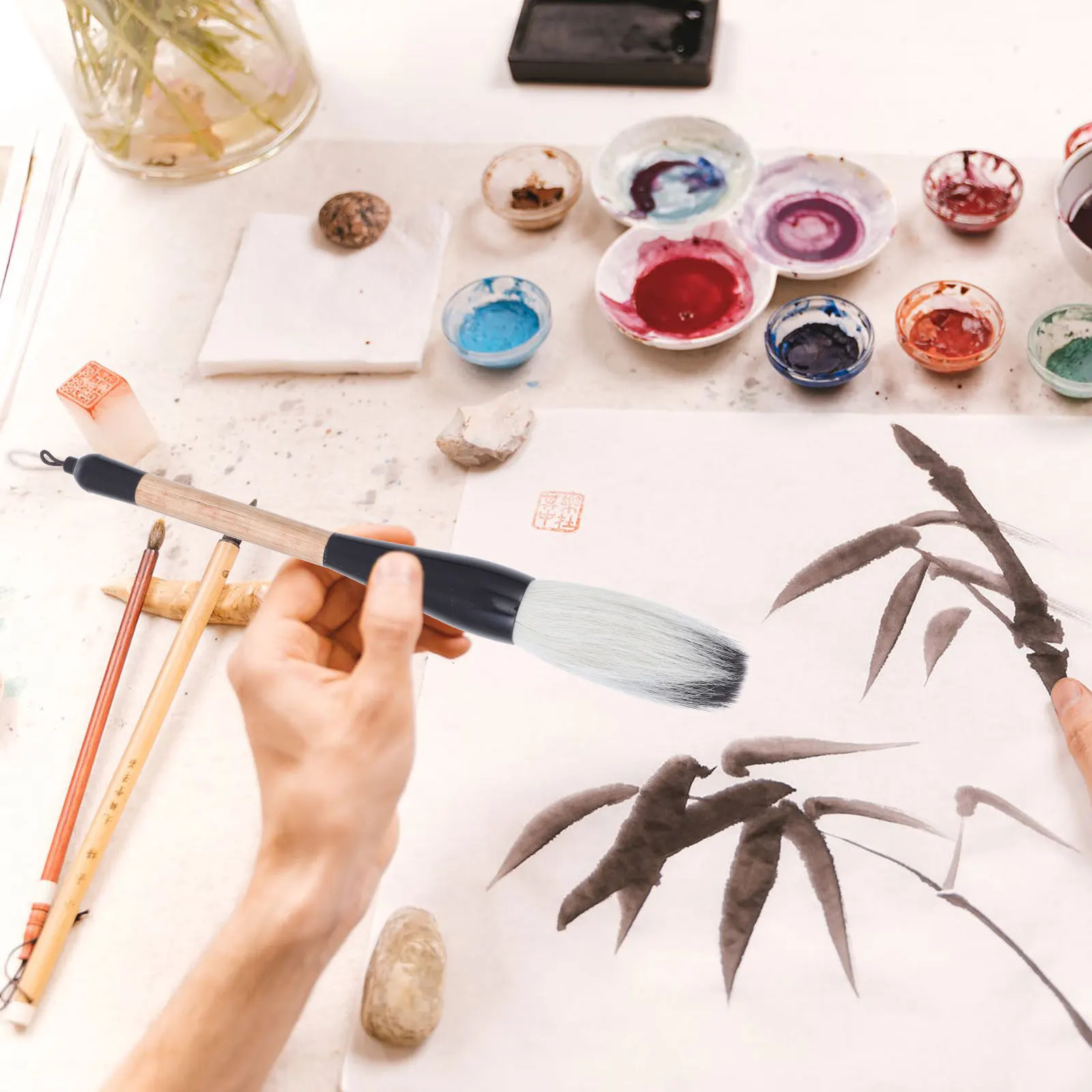 

Premium Grab Brush Pen for Chinese Calligraphy Excellent Ink Absorption Non- Comfortable Round Handle Long-Lasting Use