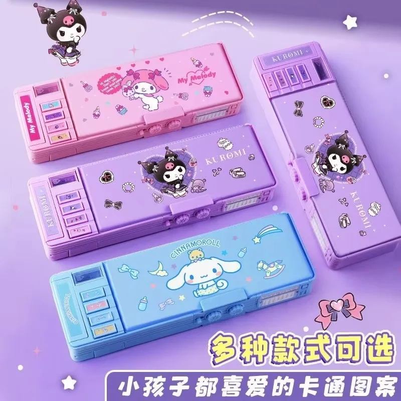 Kuromi My melody Cinnamoroll anime scatola di cancelleria periferica per ragazze scatola di matite multifunzionale con blocco password regalo per studenti