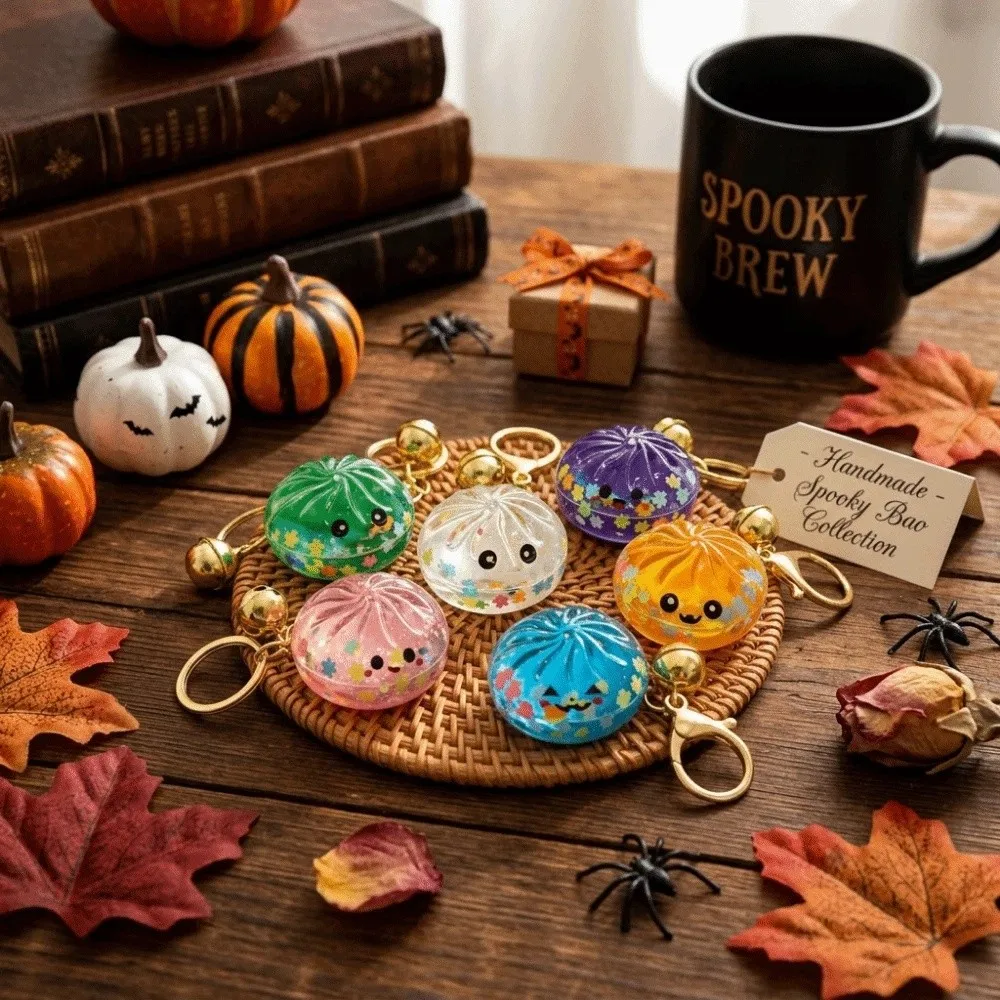 Colorful Flowing Sand Dumpling Keychain Random 1 PCS Squishy Bun Pendant Glitter Miniature Cartoon Pendant Key Ring
