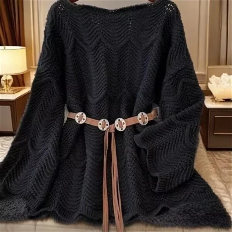 เสื้อสเวตเตอร์ผู้หญิง เสื้อผ้าผู้หญิง ลายฉลุ ลวดลายคลื่น เสื้อสเวตเตอร์ลายฉลุแฟชั่นฤดูใบไม้ผลิสำหรับผู้หญิง ช่วยลดอายุ ทรงเข้ารูป ดูดีมีสไตล์ เสื้อสเวตเตอร์สุดฮิต