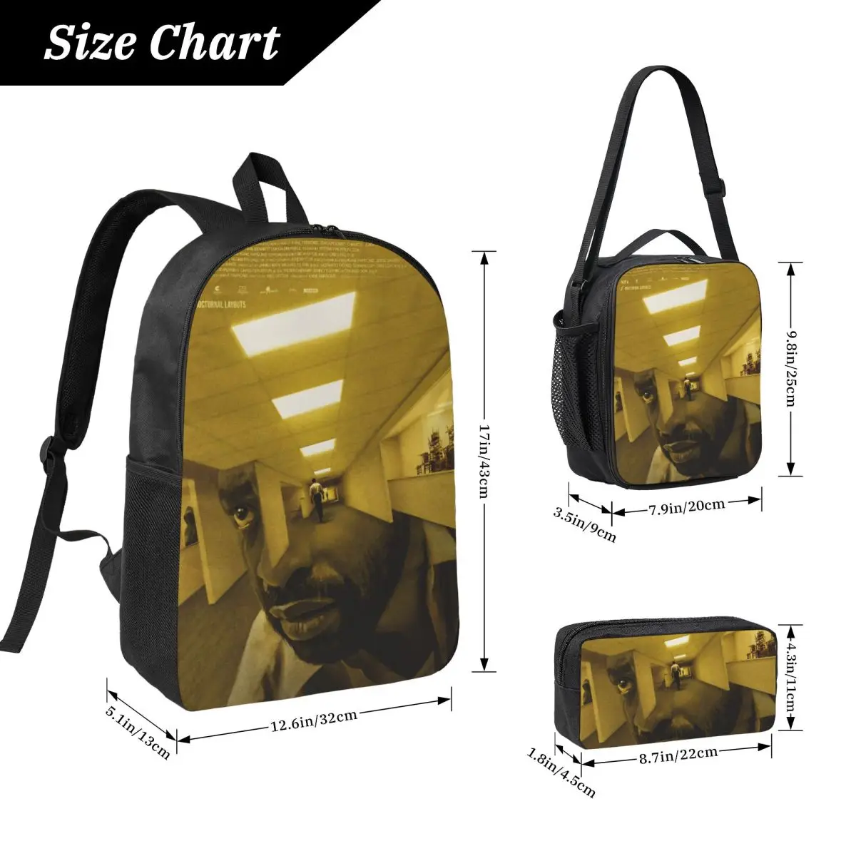 3Pcs Backrooms 2026 Theme Backpack Set for Children Pen Bags Bookbag Sets with Lunch Box For Primary School Students Daypack