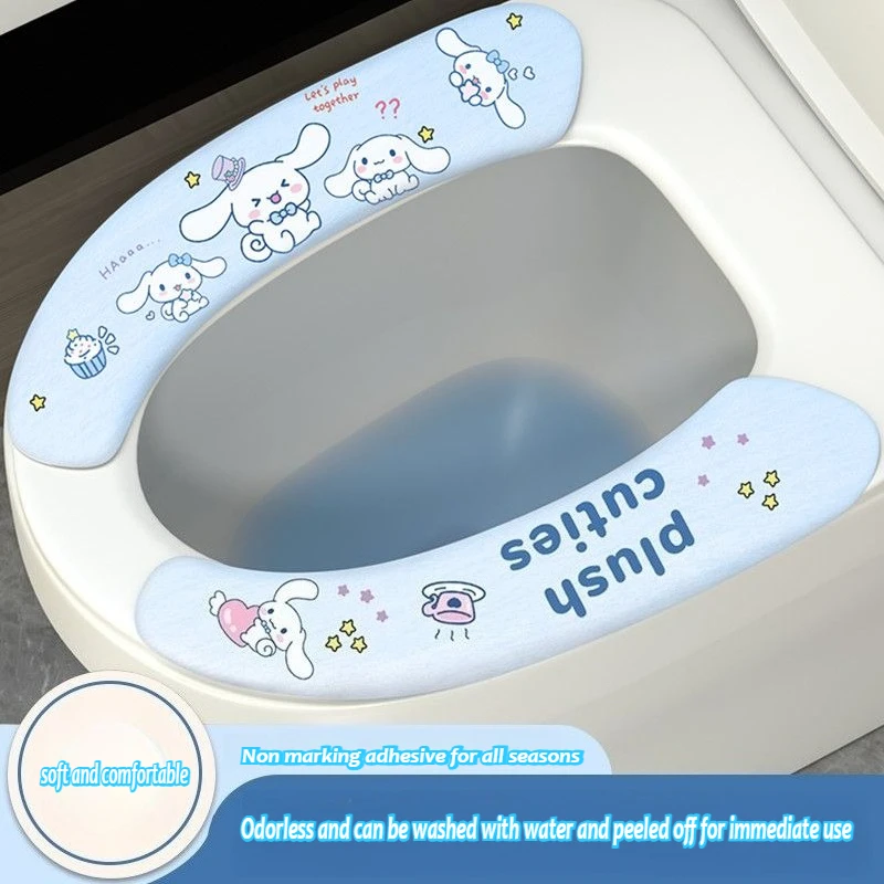 Nieuwe mode toiletkussen Sanrio Cartoon My Melody Kuromi HelloKitty toiletsticker vier universele huishoudelijke producten toiletpad
