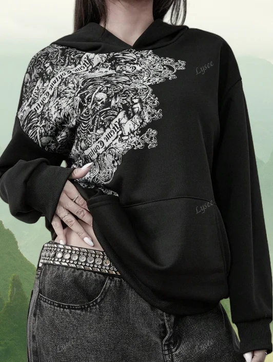 

2025 High Street модная одежда уличный хип-хоп модный свободный капюшон мужской ретро Y2K Harajuku панк негабаритный свитшот женский