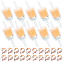 30pcs fuel system maintenance kit: 10 fuel filters + 20 hose clamps for mini-motorbikes and off-road 4x4s