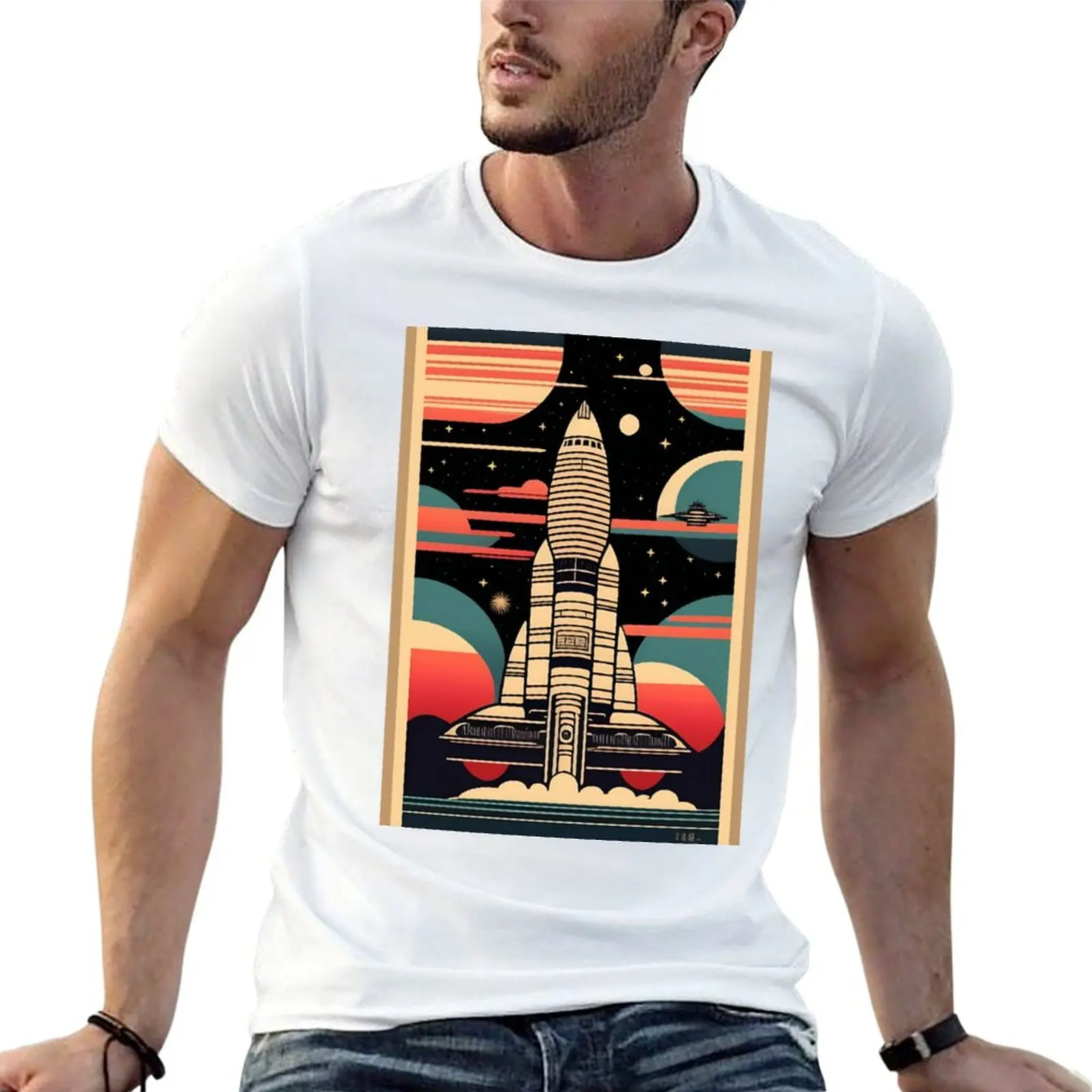 Spaceship - Art T-Shirt Daily Wear Plain Short Sleeve Shirt