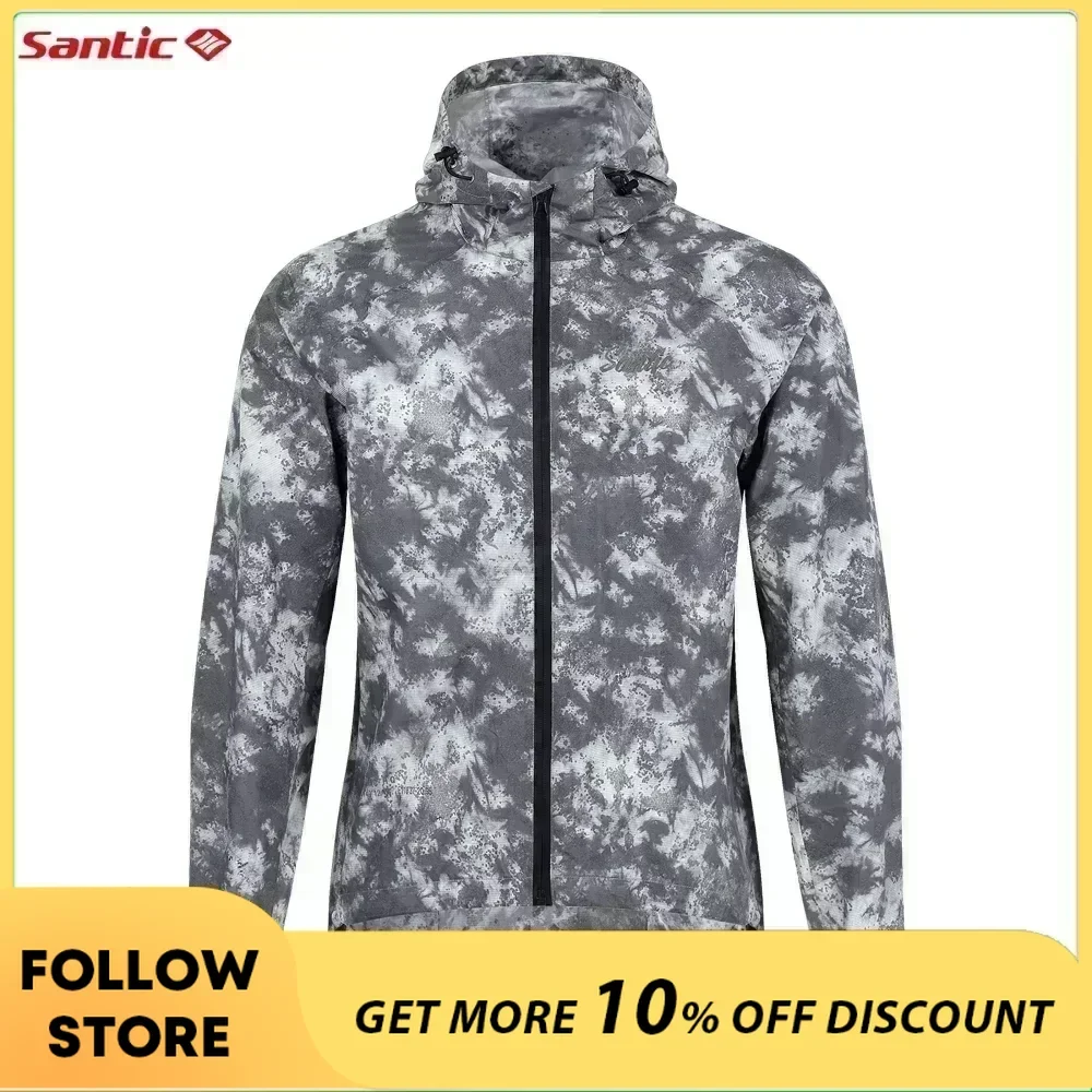 Santic Cycling Windbreaker Men's Summer Long Sleeve Windproof MTB Ride Clothing Anti-UV Quick-Dry Water Resistant Bicycle Jacket