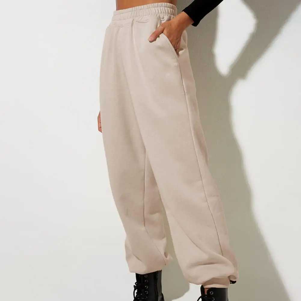 Sport Pants Soft Warm Women\'s Sweatpants with High Elastic Waist Ankle-banded Solid Color Casual Loose for Spring for Jogging