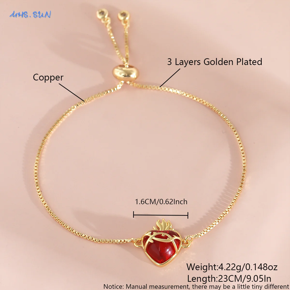 MHS.SUN Sacred Heart of Jesus Bracelet For Women Girls Thorn Flame Design Adjustable Bracelets Catholic Jewelry Party Gift