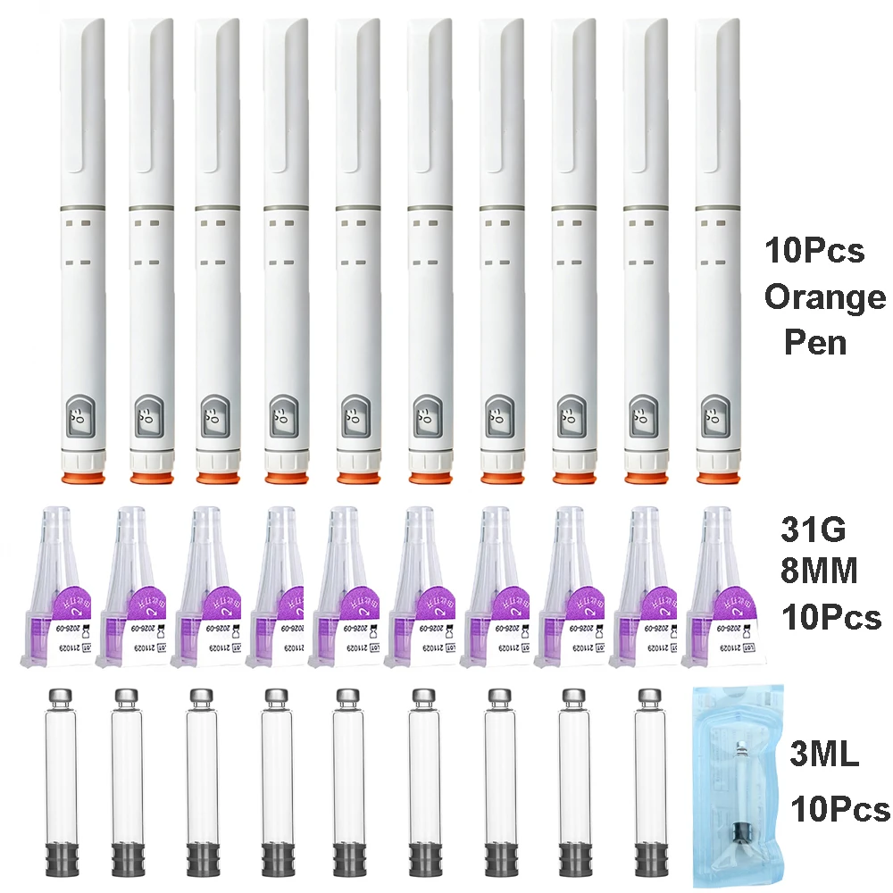 10Pcs Mixed Pack 60U Disposabel Injection Pen Peptide Pen Magic Pen With Sterile 3ml Glass Vials 31G 8MM Needle image 3