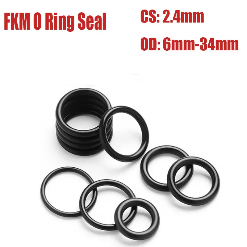 FKM O Ring Seal OD6-34mm CS2.4mm Fluorine Rubber O-Rings Sealing Gasket Oil Resistant Acid & Alkali Resistant Heat Resistant