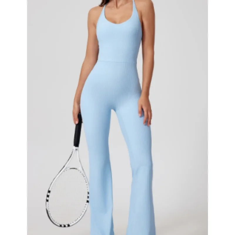 

Бесшовные комбинезоны для йоги, красивые узкие брюки с подтяжкой бедер, расклешенные брюки с микро-расклешенными брюками, спортивный спортивный костюм для фитнеса на открытом воздухе, женский спортивный костюм