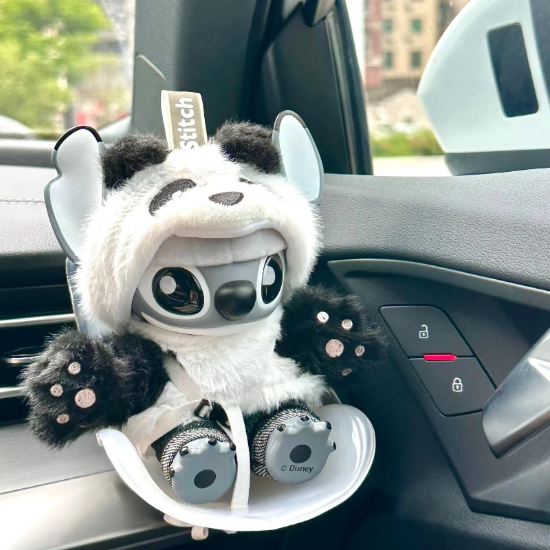 

2025 Cute Stitch Cosplay Panda Version Chinese Region Limited Anime Figure Movable Desktop Backpack Charm Christmas Gift