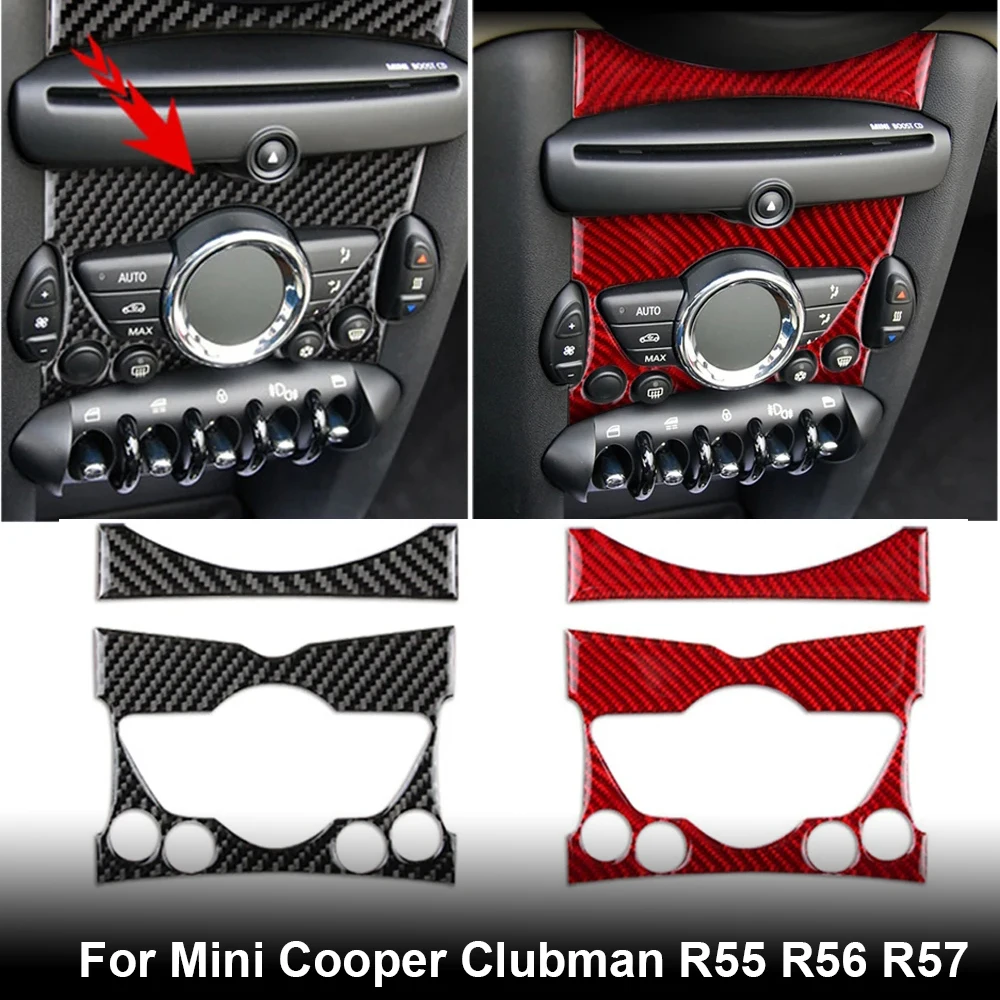 

Carbon Fiber Car Stickers Interior Trim Central Control Knob Panel Cover Sticker Accessories For Mini Cooper Clubman R55 R56 R57