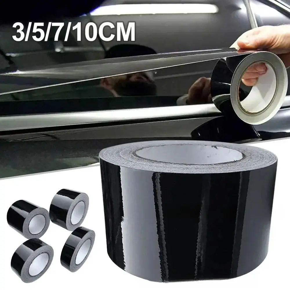 1Roll Durable Carbon Fiber Vinyl Wrap Film 3/5/7/10CM Black Vinyl Racing Stripe Glossy PVC Car Stickers For Car Hood Roof Decal
